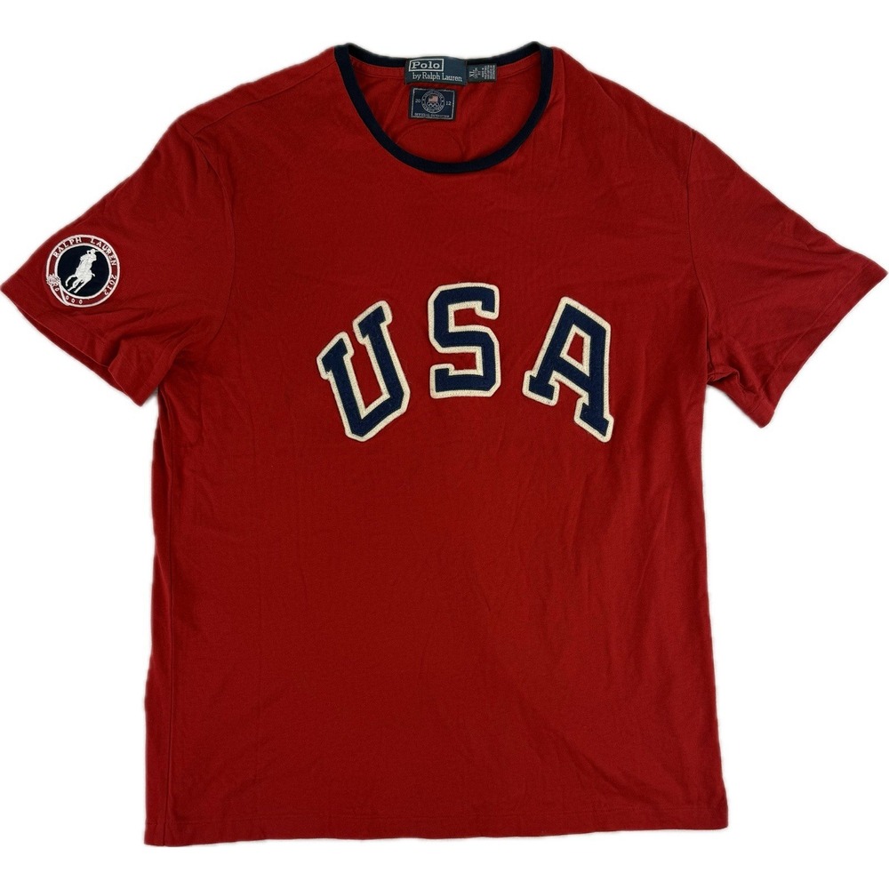 Polo‎ Ralph Lauren T-shirt 2012 USA Olympic Team Mens XL Custom Fit Red Big Pony